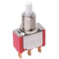 C&K Components Pushbutton Switch, Spdt, Vertical, 1A, 28Vdc, 3 Pcb Hole Cnt, Solder Terminal, Through Hole-Straight 8121SD2V4GE